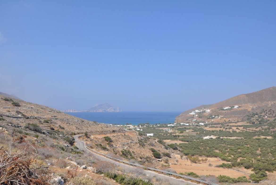 View over the sea and bay of Aegiali