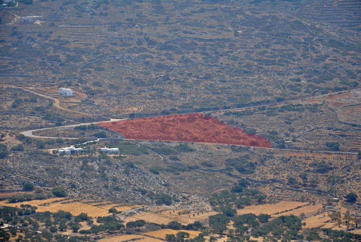 View over the land, see red marking