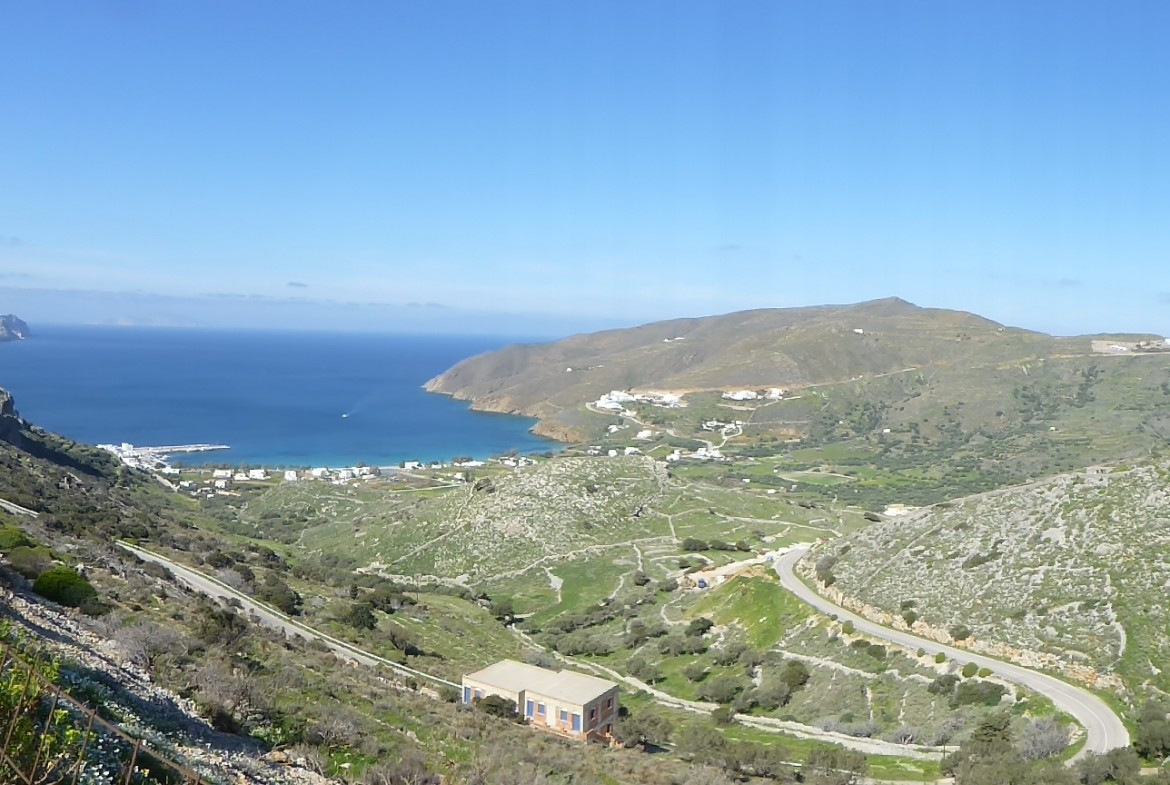 View over the sea and bay of Aegiali